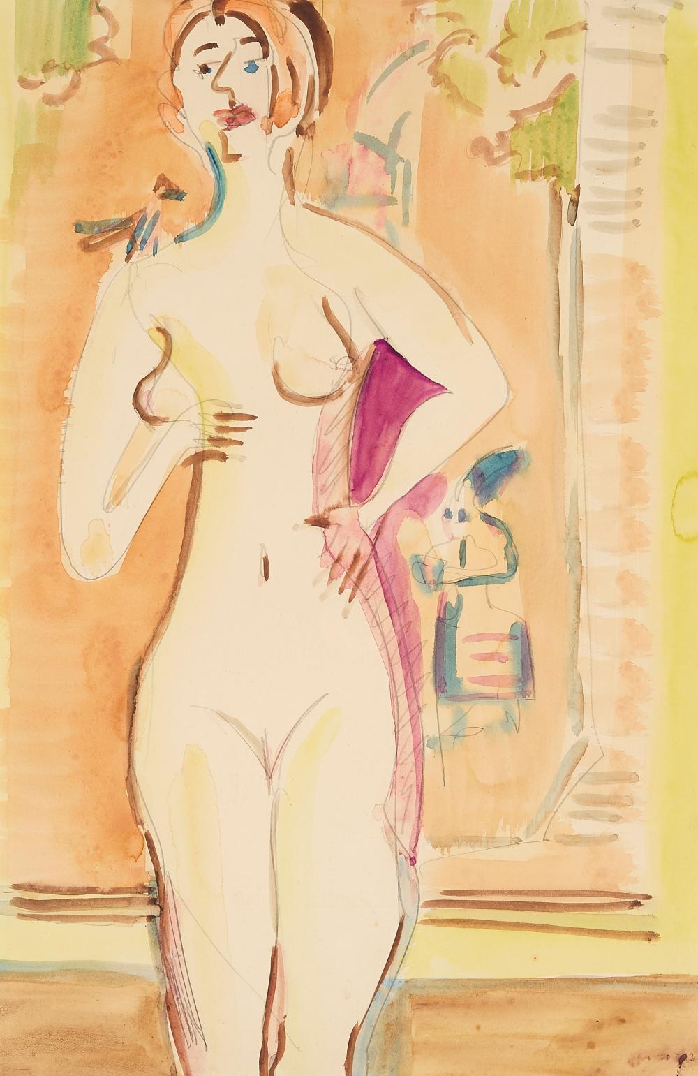 Ernst Kirchner "Stehender Weiblicher Akt" Painting