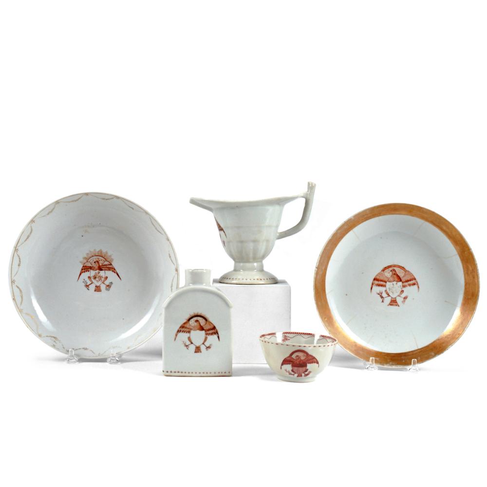 Grp: Rare Chinese Export Porcelain Eagle Decorated Dishes