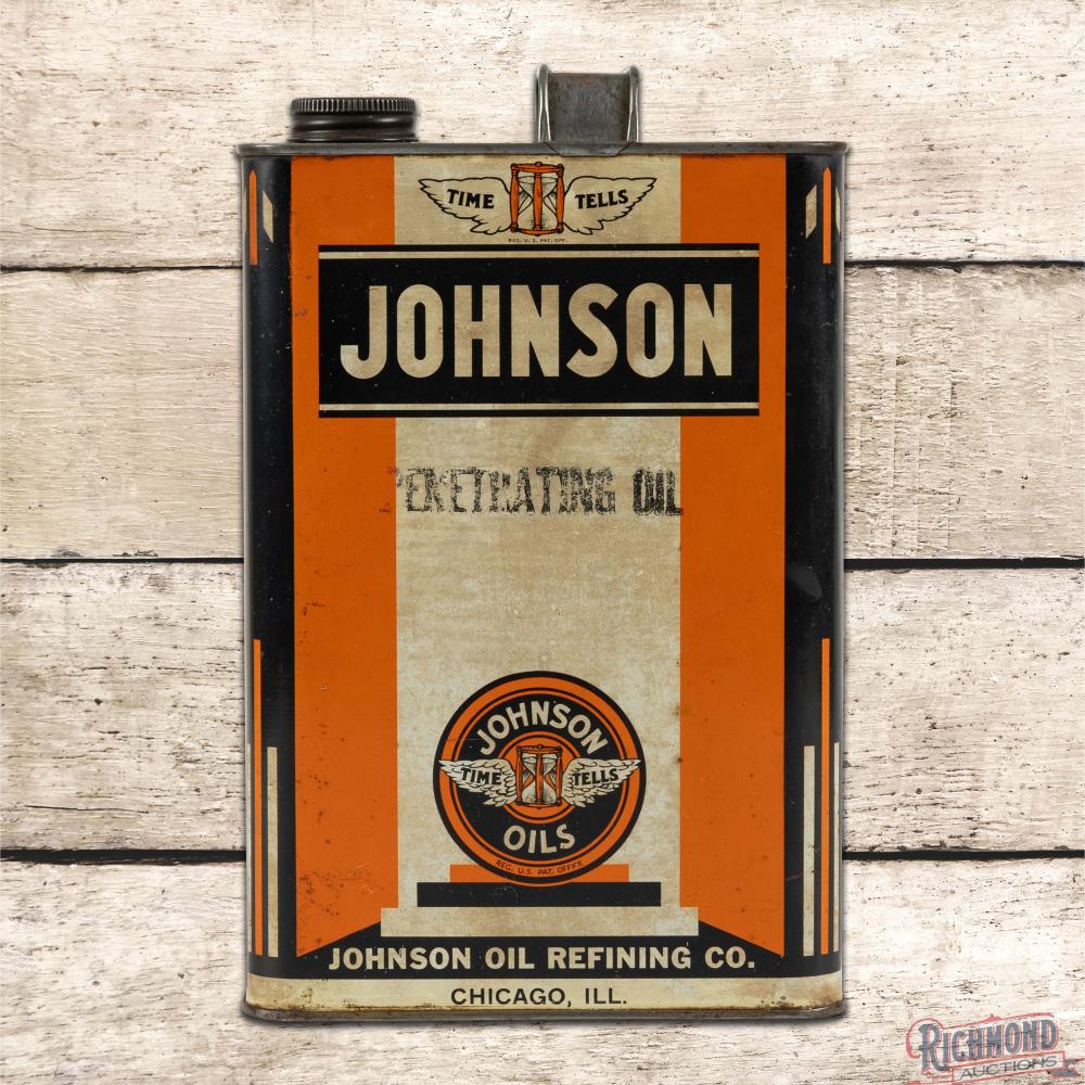 Johnson Oil Refining Co. Penetrating Empty Metal Can w/ Logo