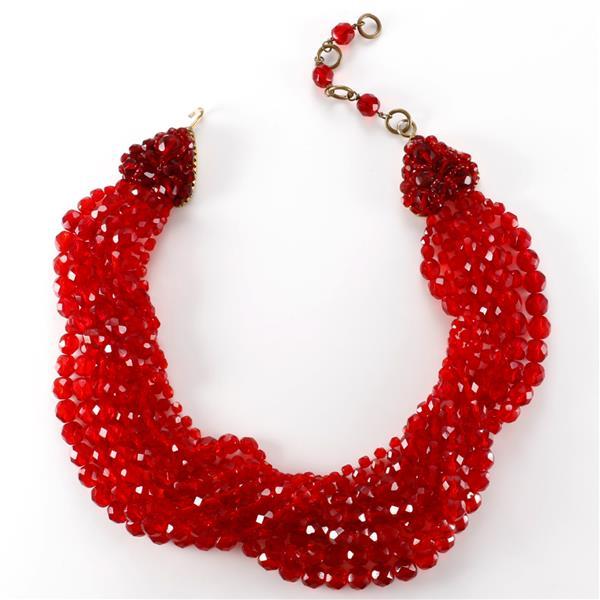 Coppola E Toppo 1960's red beaded multistrand necklace with signature clasp. Made in Italy.