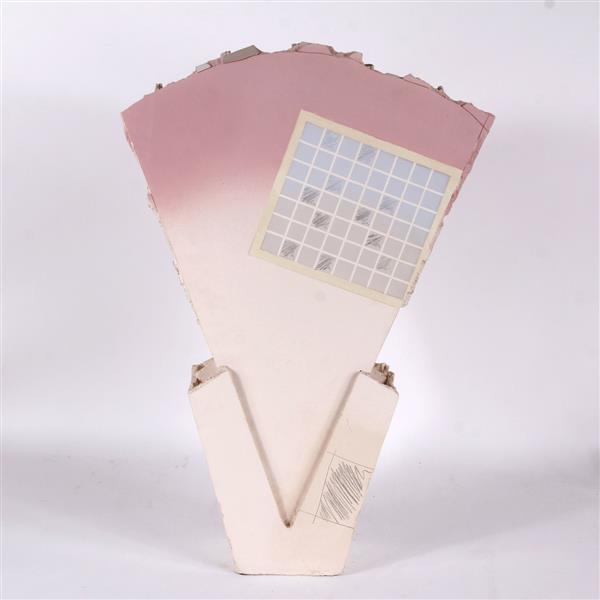 Roy Strassberg, (American, 20th Century), new wave V vessel, studio ceramic slab sculpture, 29"H x 19 1/2"W