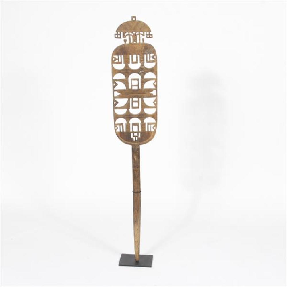 African Tuareg, Niger carved wood ehel (tent post) cushion support with stand.