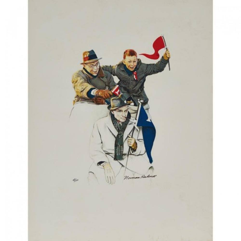 Norman Rockwell (1894-1978) Boy and Father: Cheering Fans, 1962 Calendar illustration for Brown and Bigelow, 1962 Media print lithography on paper