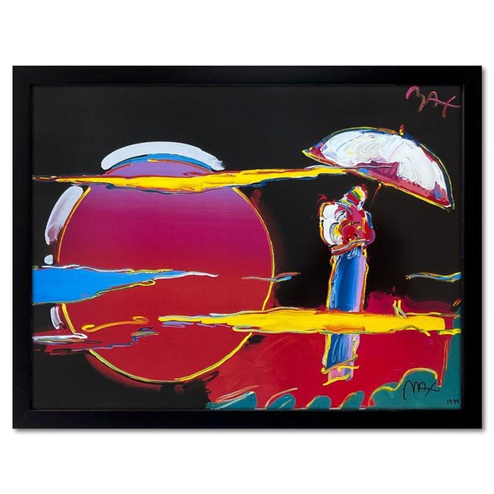 Peter Max, "New Moon" Framed Hand Signed Offset Lithograph with Letter of Authenticity.