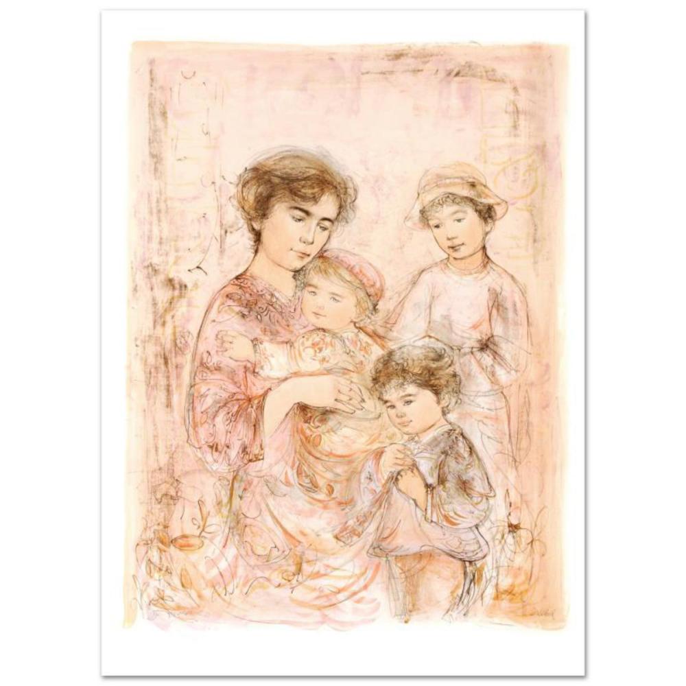"Lotte and Her Children" Limited Edition Lithograph (27" x 37.5") by Edna Hibel (1917-2014), Numbered and Hand Signed with Certificate of Authenticity.