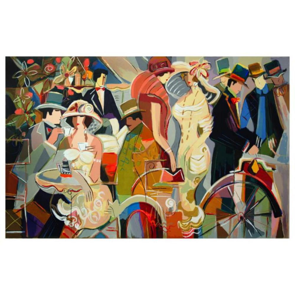 Isaac Maimon, "Cafe Romantique" Limited Edition Serigraph, Numbered and Hand Signed with Letter of Authenticity.