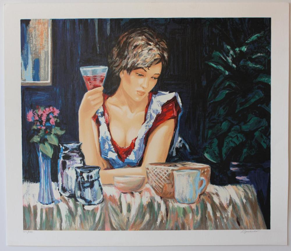 Sergey Ignatenko- Original Serigraph on Paper "Thinking of You"