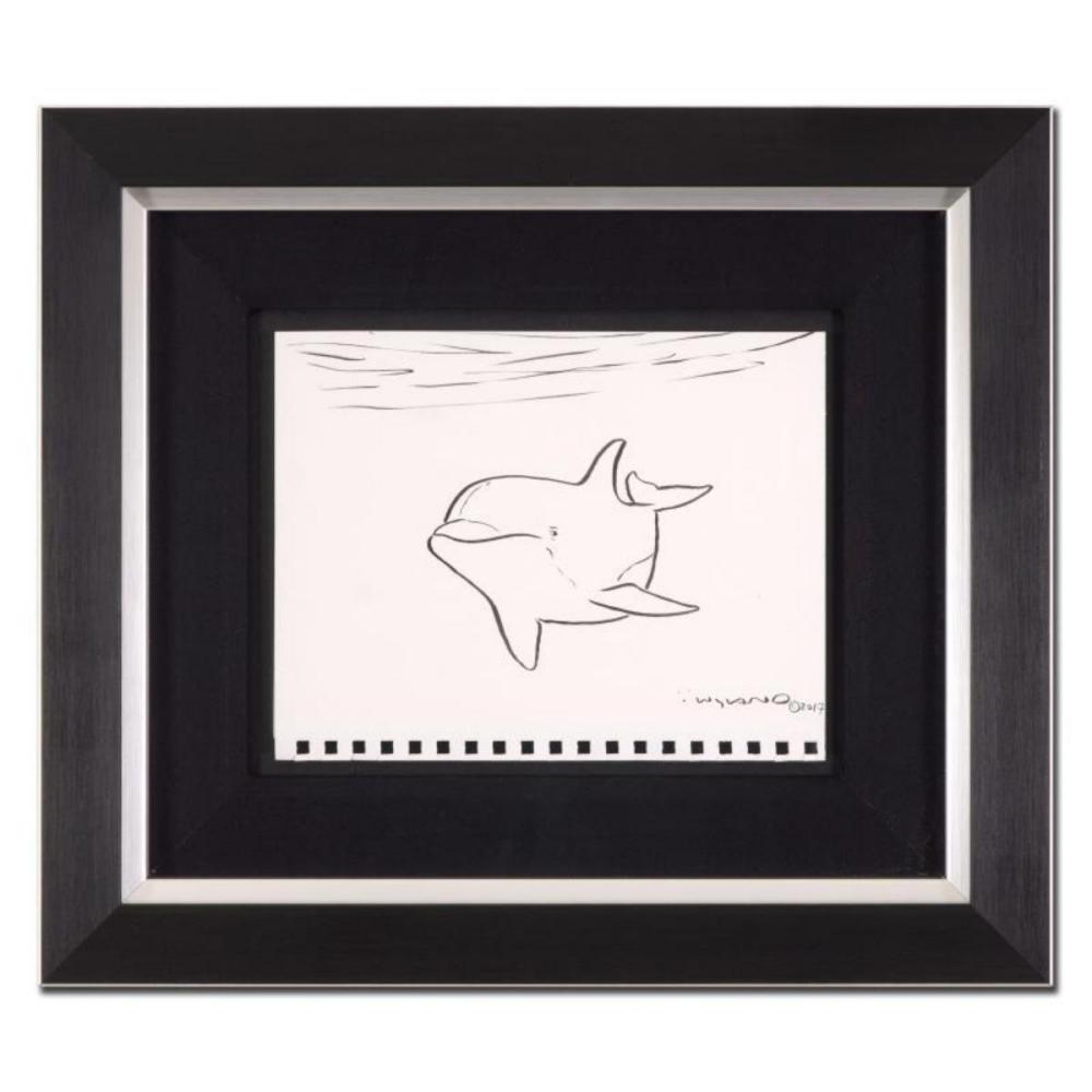 Wyland, "Dolphin" Framed Original Sketch, Hand Signed with Certificate of Authenticity.