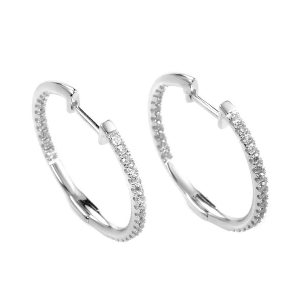 14K WHITE GOLD .50 CARAT VS1 G COLOR DIAMOND INSIDE AND OUT HOOP EARRINGS