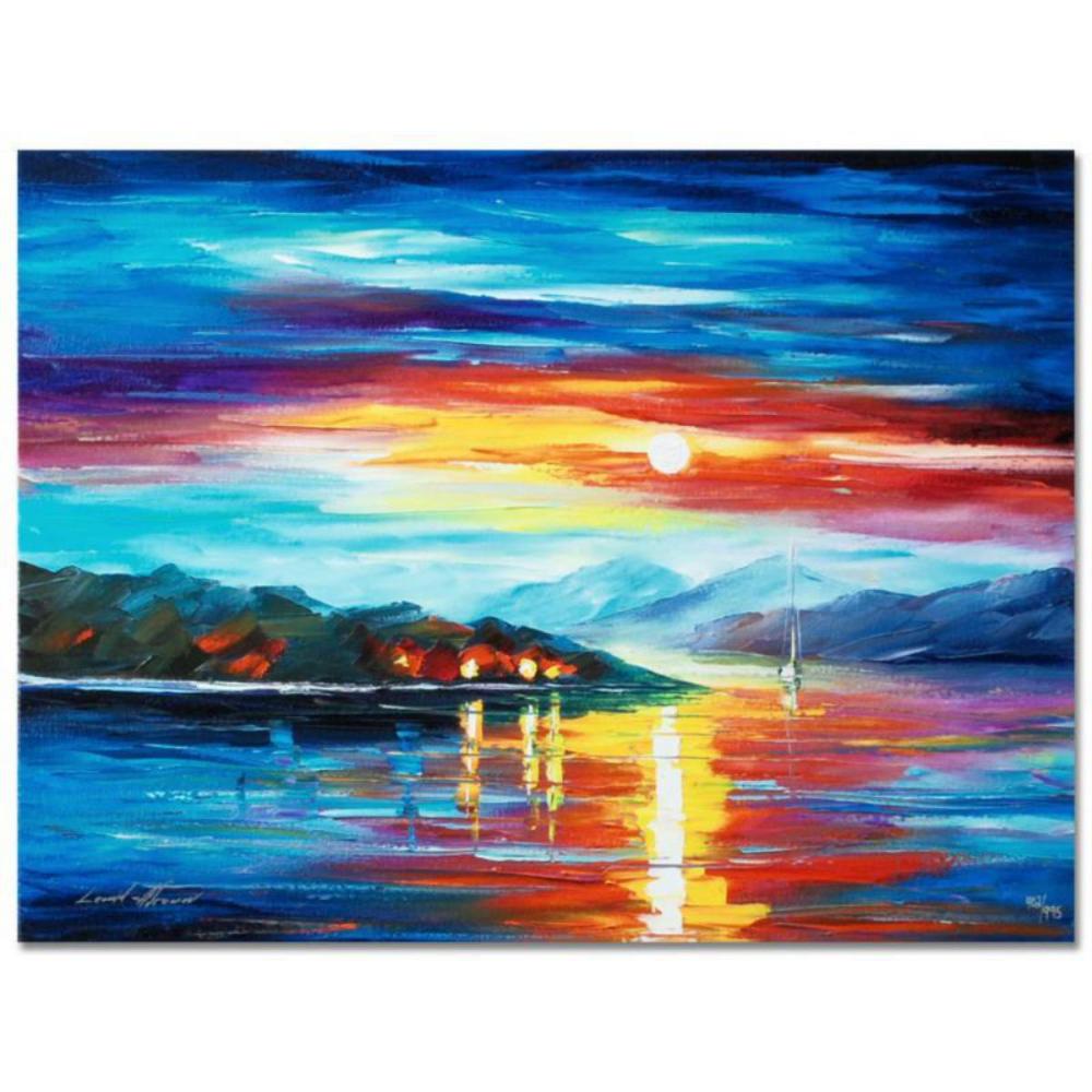 Leonid Afremov (1955-2019) "Never Alone" Limited Edition Giclee on Canvas, Numbered and Signed. This piece is Gallery Wrapped.