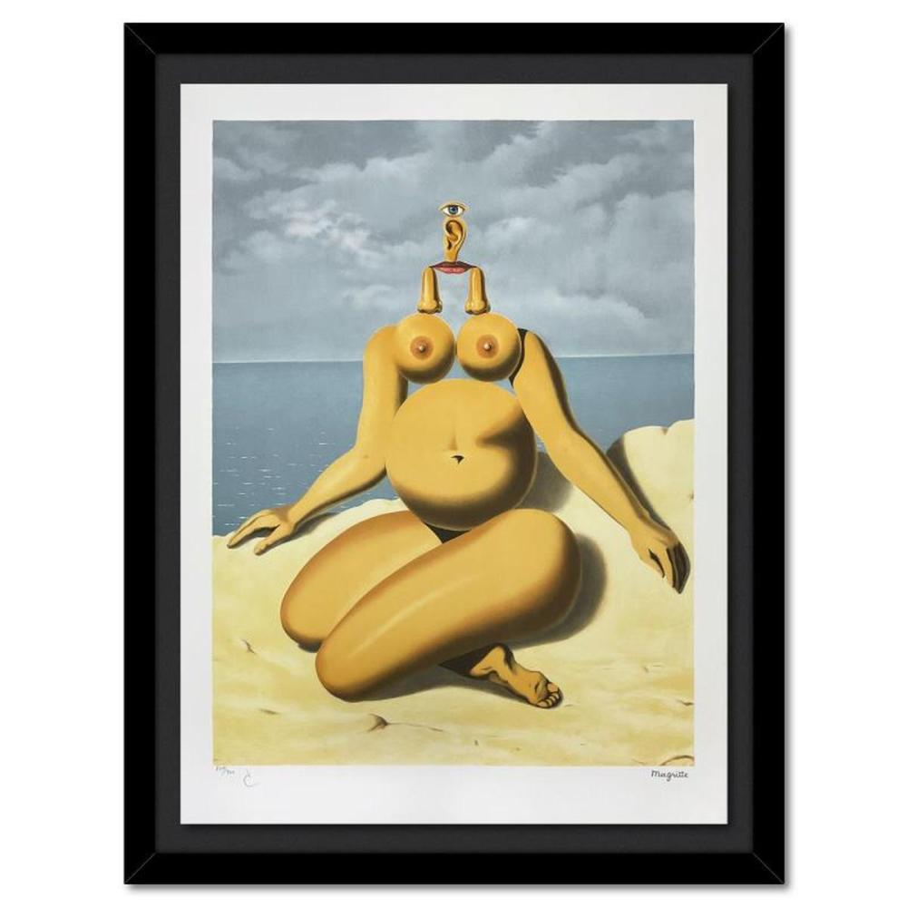 Rene Magritte 1898-1967 (After), "La Race Blanche (The White Race)" Framed Limited Edition Lithograph, Estate Signed and Numbered 244/300 with Certificate of Authenticity.
