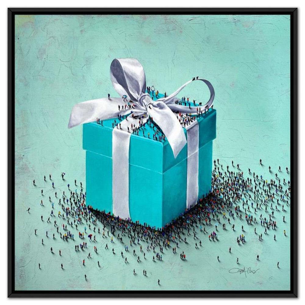 Craig Alan, "Populus: Little Blue Box" Framed, Hand Signed Limited Edition Canvas with Letter of Authenticity.