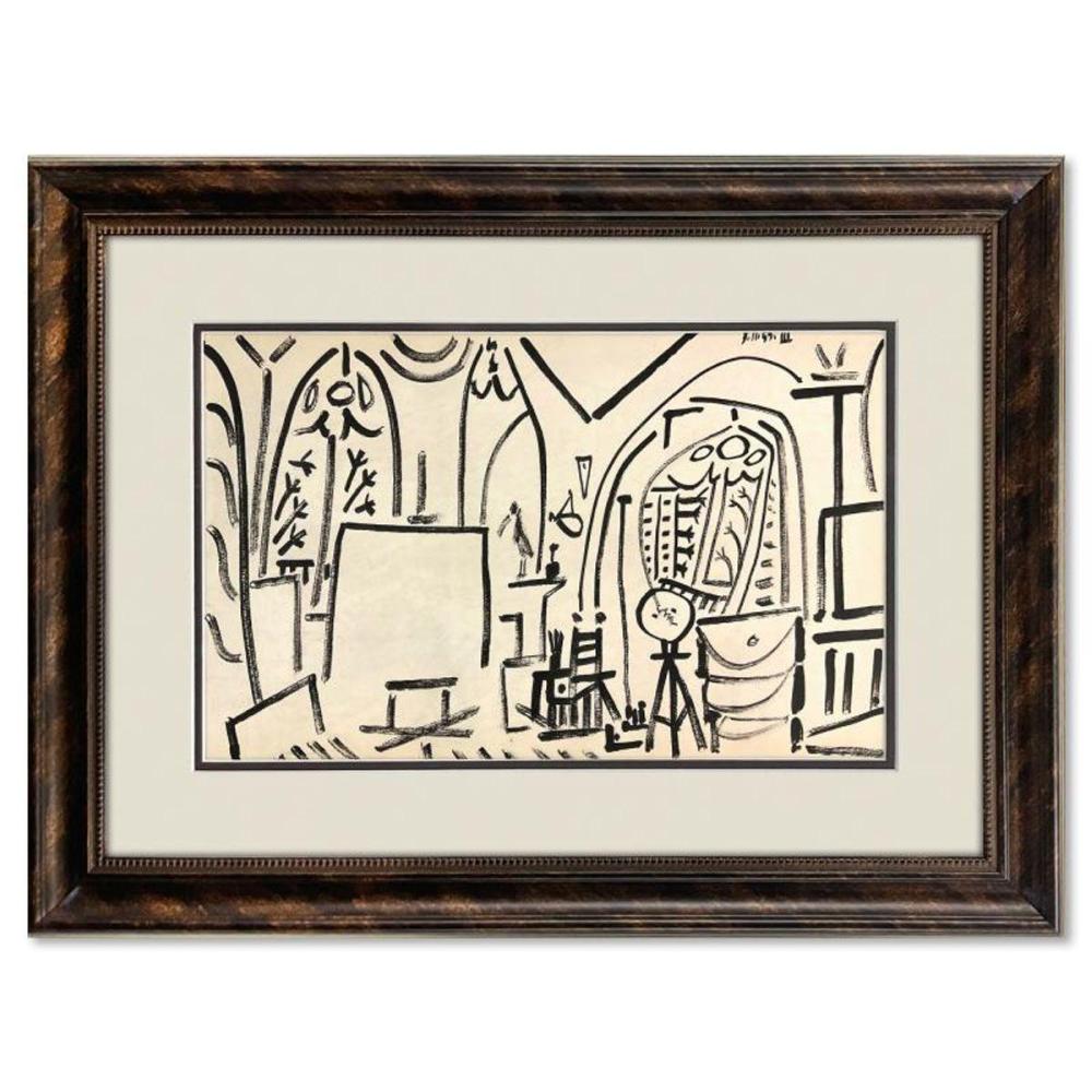 Pablo Picasso (1881-1973), "Carnet de Californie 3.11.55-III" Framed Vintage Lithograph on Paper with Letter of Authenticity.