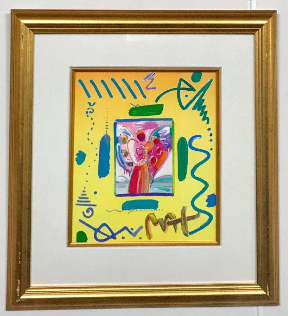 Peter Max Original Mixed Media Angel with Heart