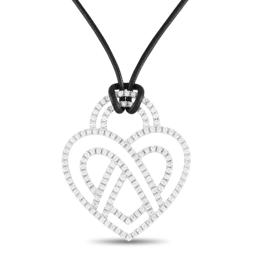 Poiray 18K White Gold 3.75ct Diamond Heart Necklace