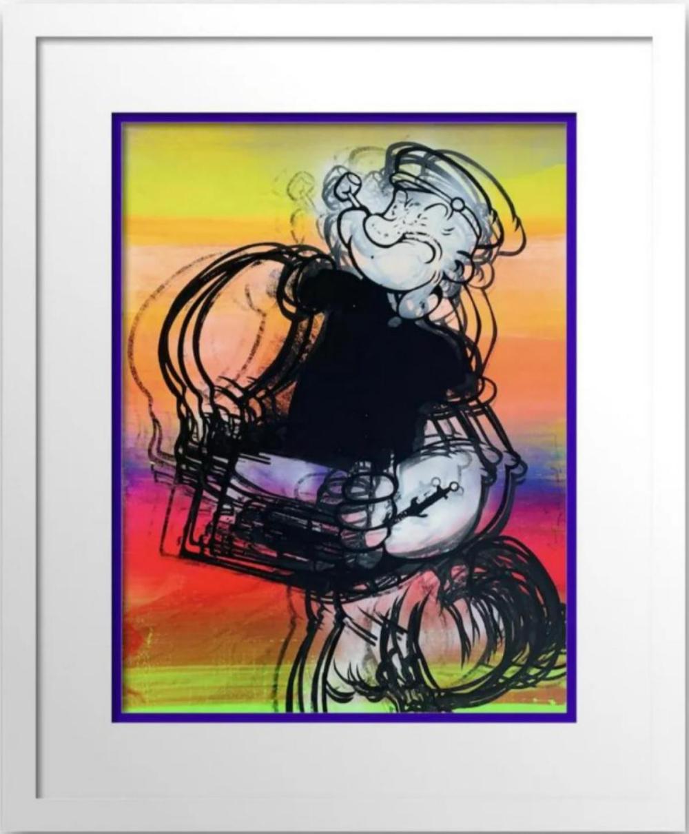 Mr. Brainwash Original Mixed Media on Paper "Popeye"