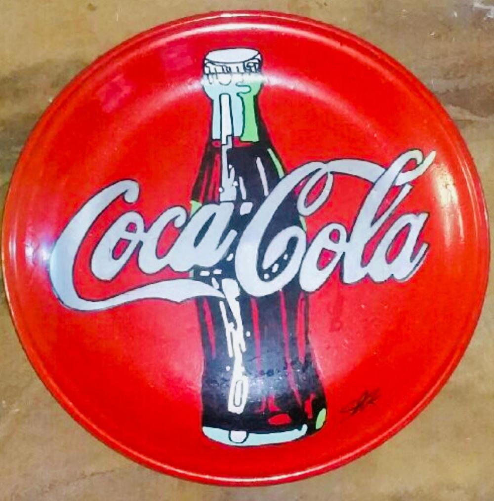 Steve Kaufman Original acrylic painting on Ceramic plate