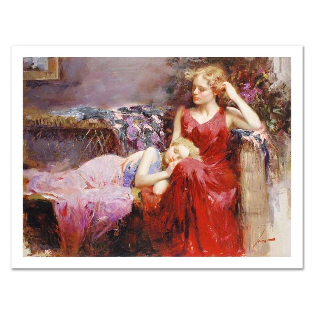 Pino (1939-2010), "A Mother's Love" Hand Signed Limited Edition on Canvas with Certificate of Authenticity.