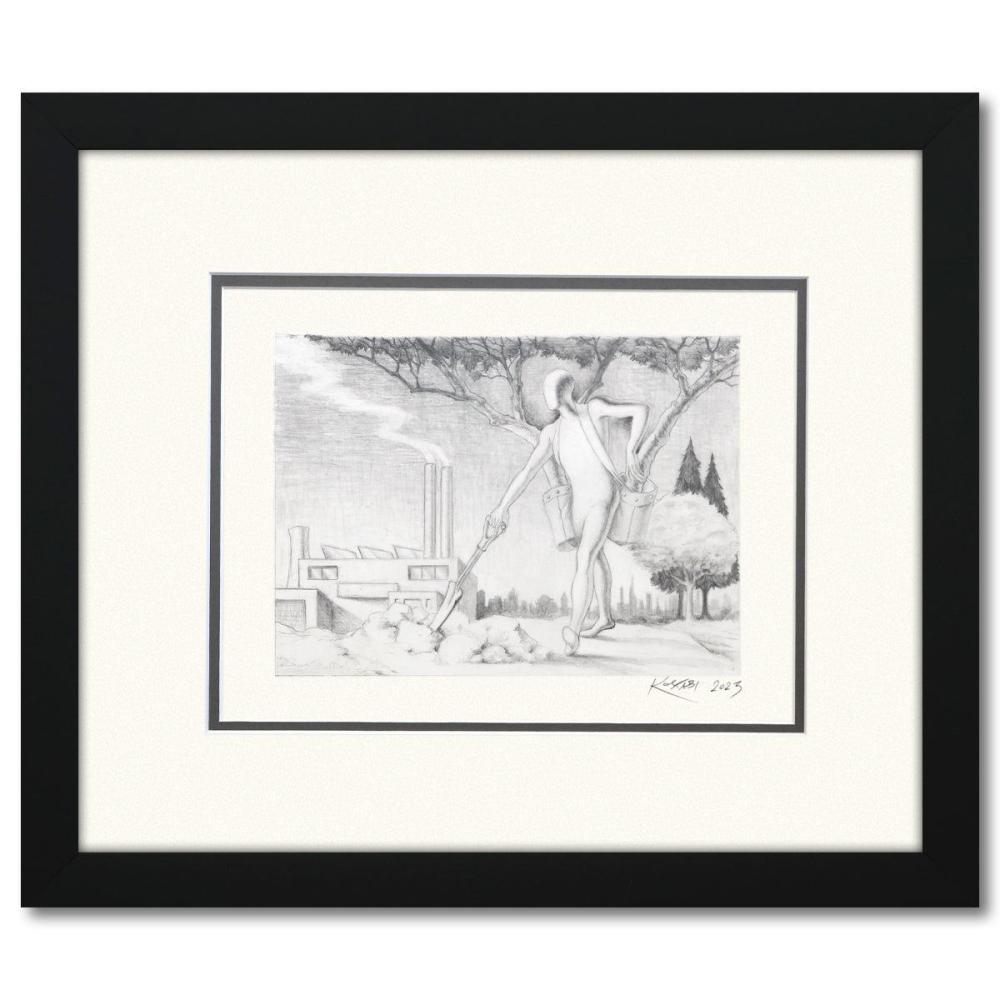 Mark Kostabi- Original Drawing on Paper "Human Nature's Resilience"