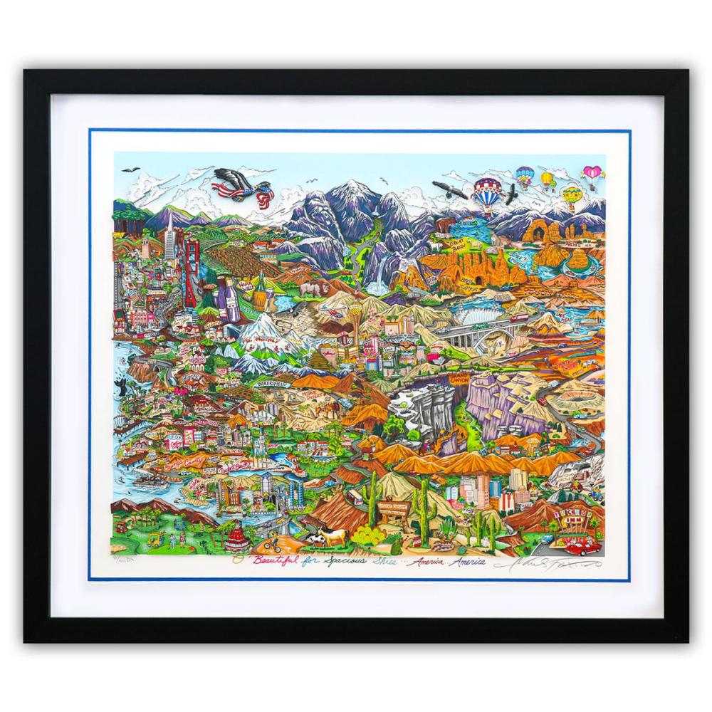 Charles Fazzino- 3D Construction Silkscreen Serigraph "O BEAUTIFUL FOR SPACIOUS SKIESâ¦AMERICAâ¦AMERICA"
