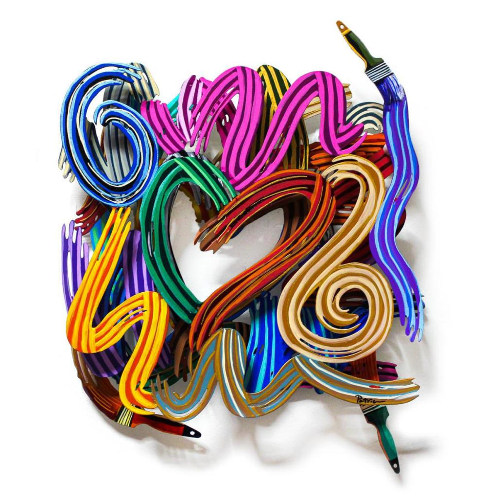 Patricia Govezensky- Original Painting on Cutout Steel "Work of Heart (Mini Series)"