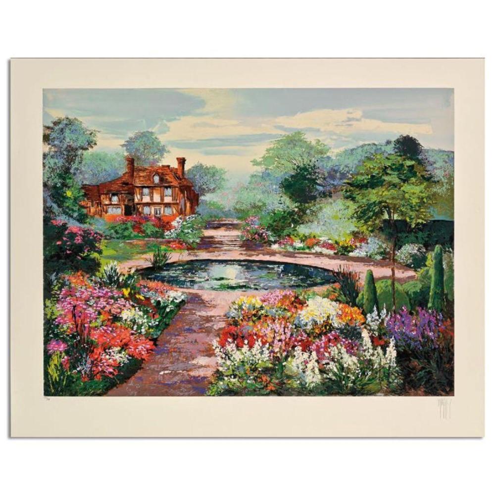 Mark King (1931-2014), "English Water Garden" Hand Signed Limited Edition Serigraph with Letter of Authenticity.