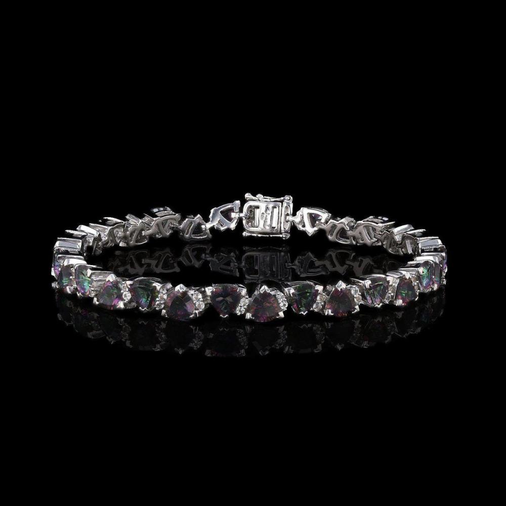 9.00ctw Triangle Mystic Quartz and 0.83ctw White Topaz Bracelet