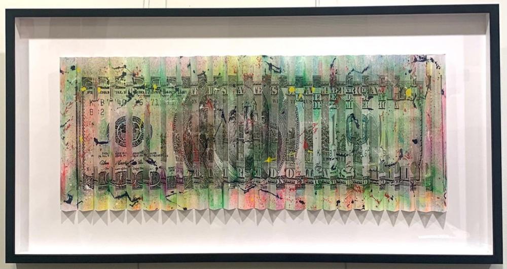 E.M. Zax Unique mixed media 3D 1/1 "$100 bill"