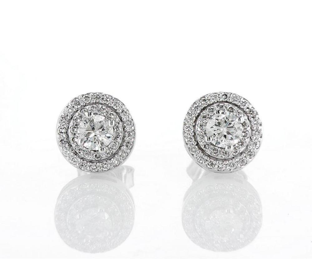 14kt White Gold 1.08ctw Diamond Earrings
