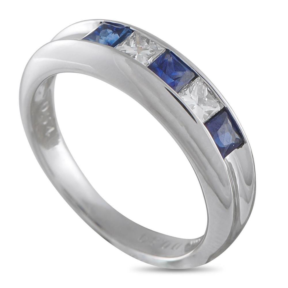 PLATINUM 0.30CT DIAMOND AND SAPPHIRE RING