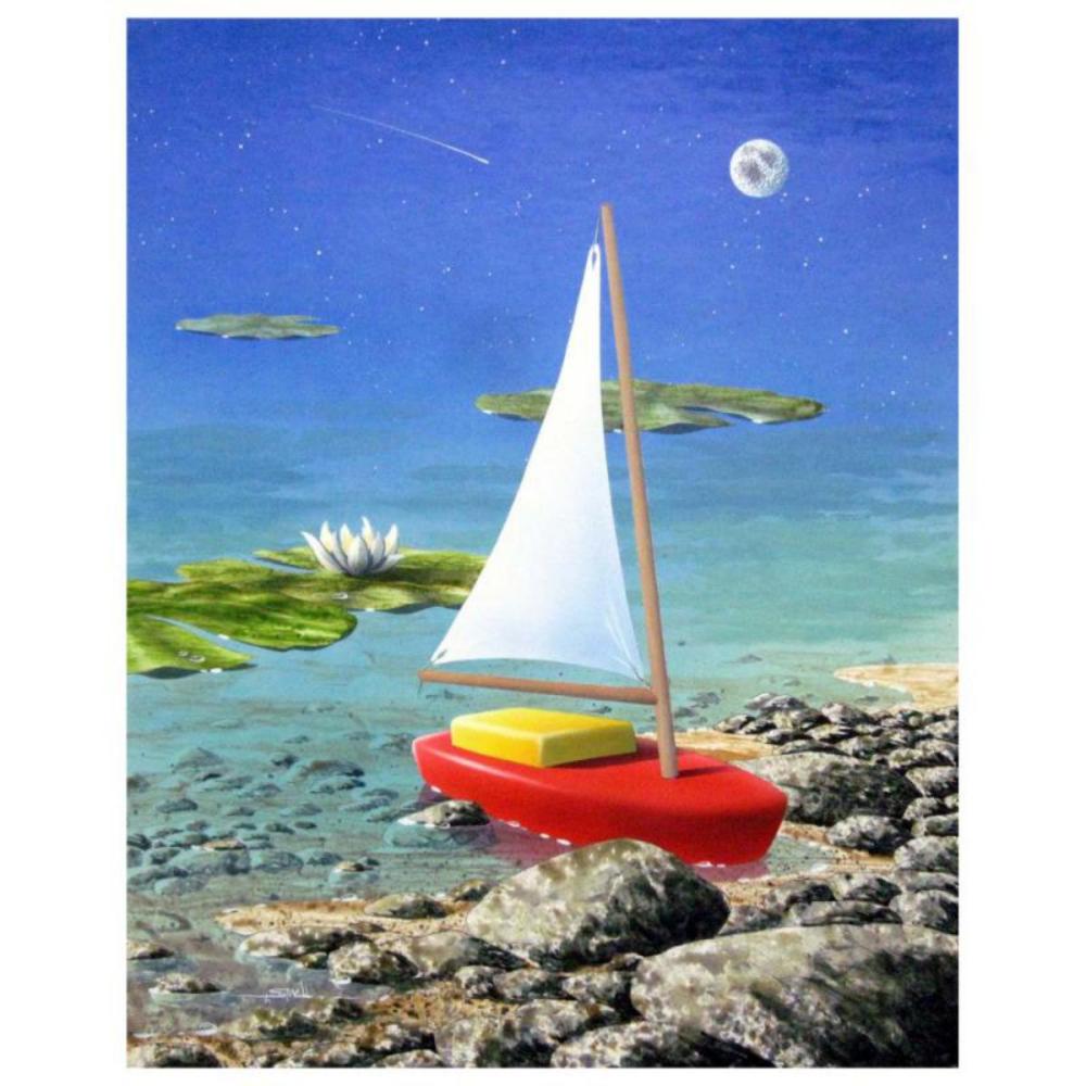 Ken Shotwell, "Fantasy Voyage" Hand Signed Original Panting on Board with Certificate of Authenticity.