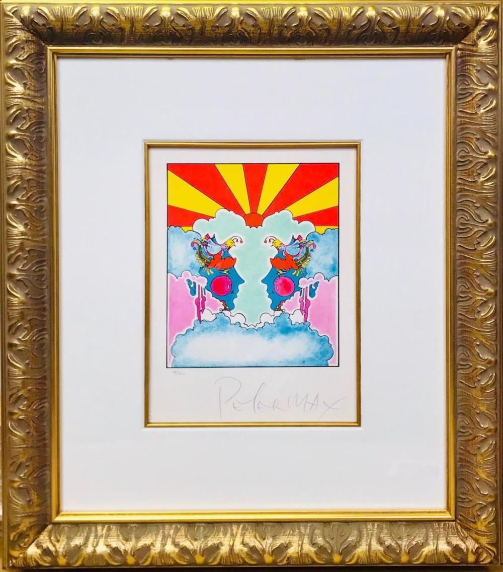 Peter Max "Double profile with Sunrise" Vintage original serigraph on paper