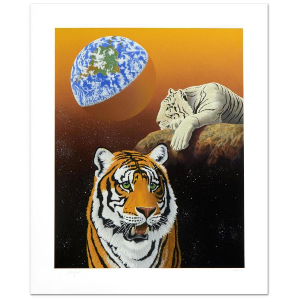 "Our Home Too III (Tigers)" Limited Edition Serigraph by William Schimmel, Numbered and Hand Signed by the Artist. Comes with Certificate of Authenticity.