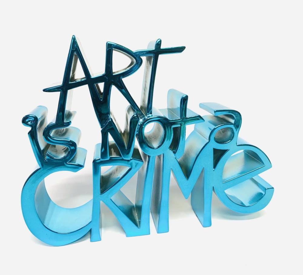 Mr. Brainwash Chrome-Painted Resin Sculpture "Hard Candy - Blue"