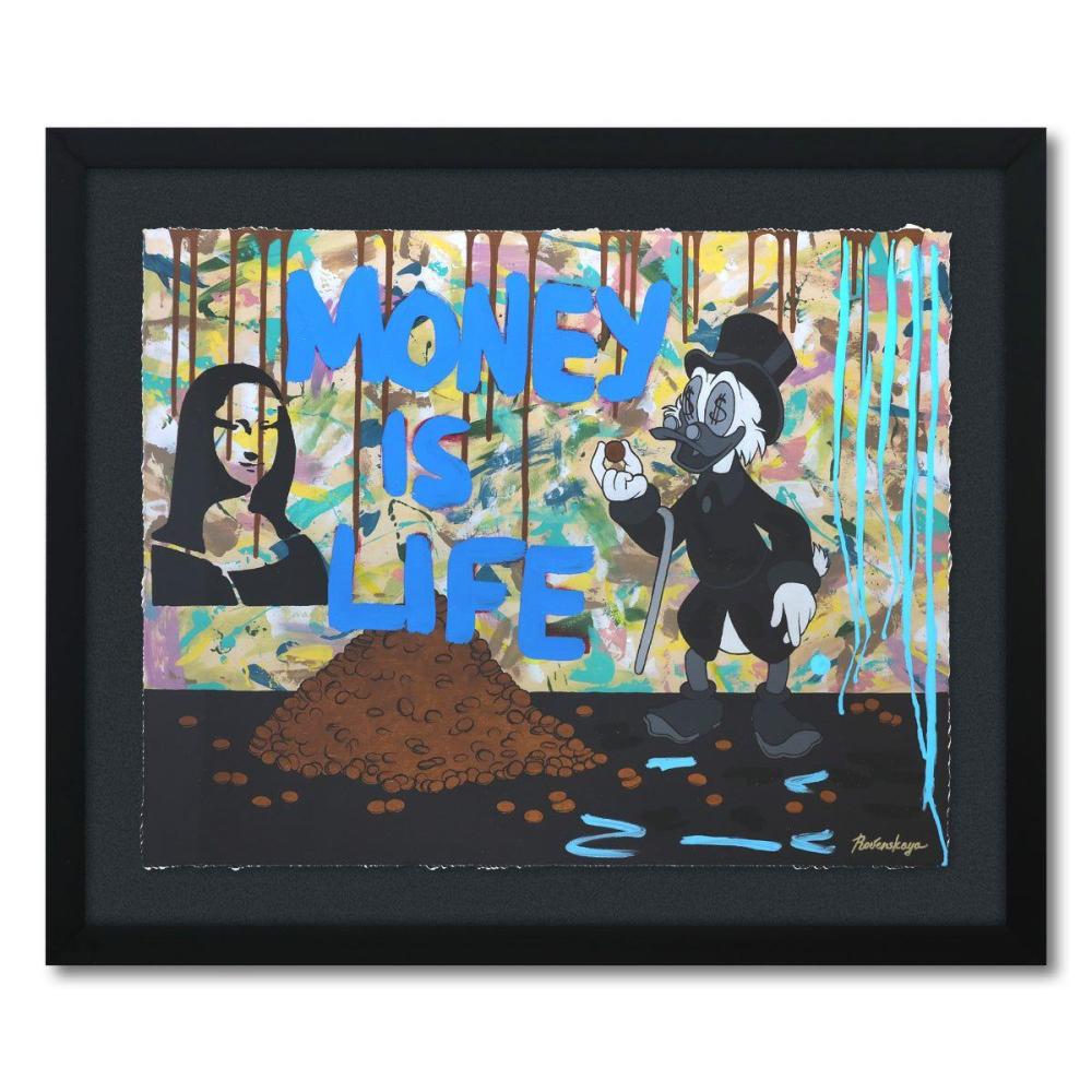 Nastya Rovenskaya- Mixed Media on Paper "Money is Life"