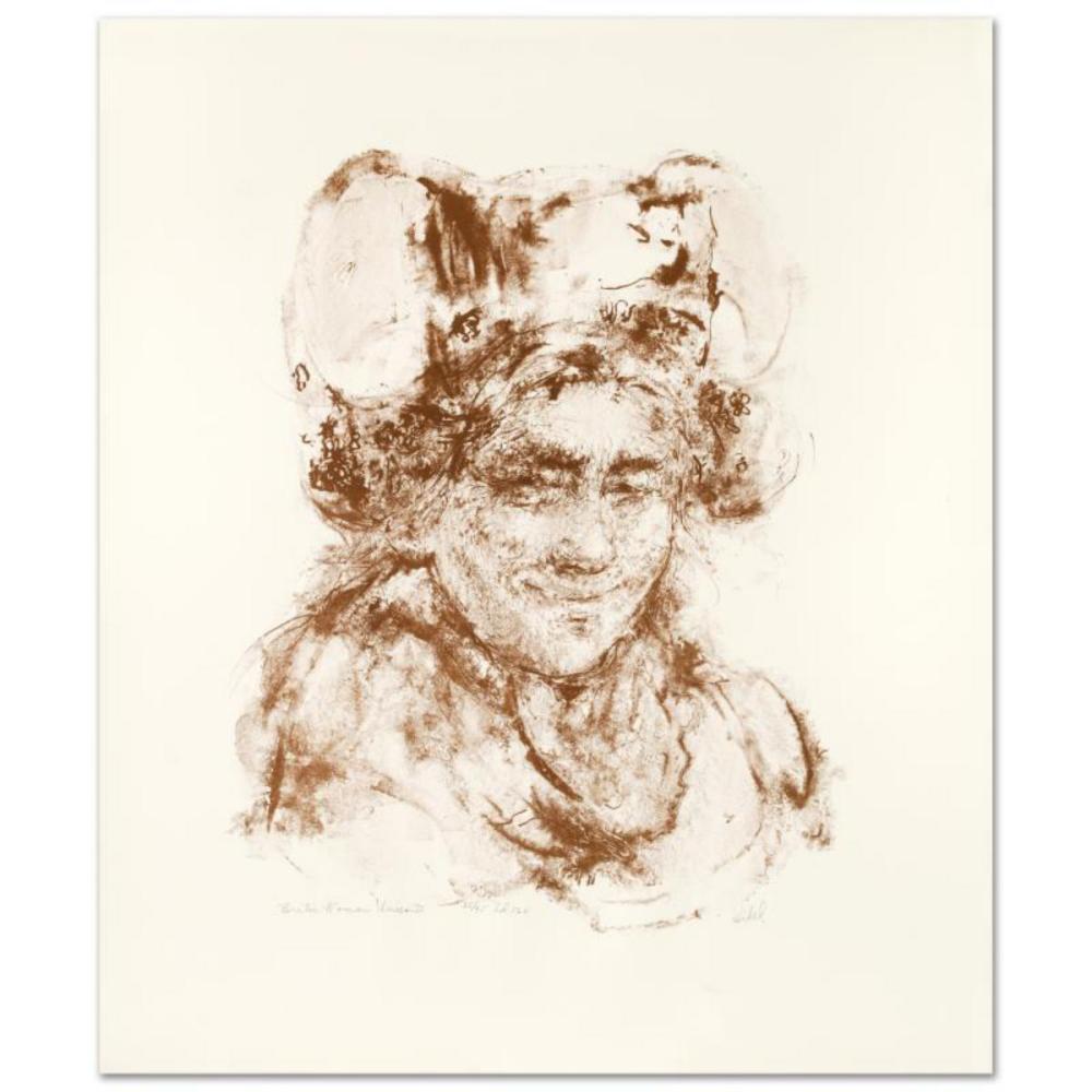 "Breton Woman" Limited Edition Lithograph by Edna Hibel (1917-2014), Numbered and Hand Signed with Certificate of Authenticity.