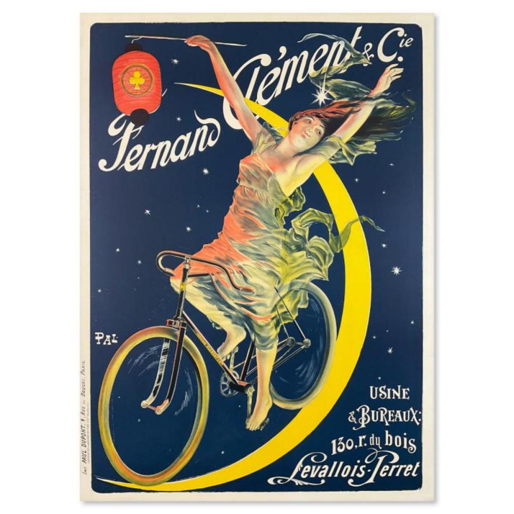 Jean De Paleologue (1855-1942), "Clement Cycles" is a Vintage Style Lithograph on paper (38"x 52") with Letter of Authenticity.