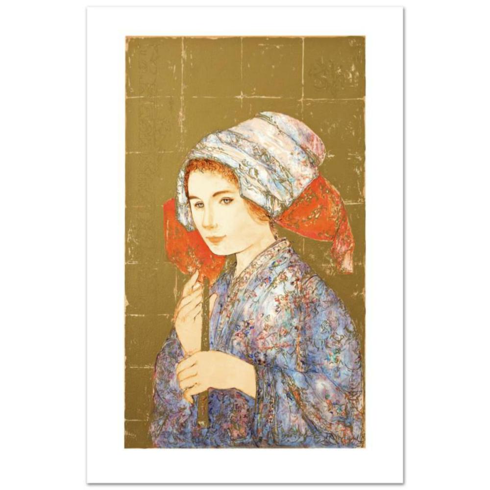 "The Recorder" Limited Edition Lithograph by Edna Hibel (1917-2014), Numbered and Hand Signed with Certificate of Authenticity.