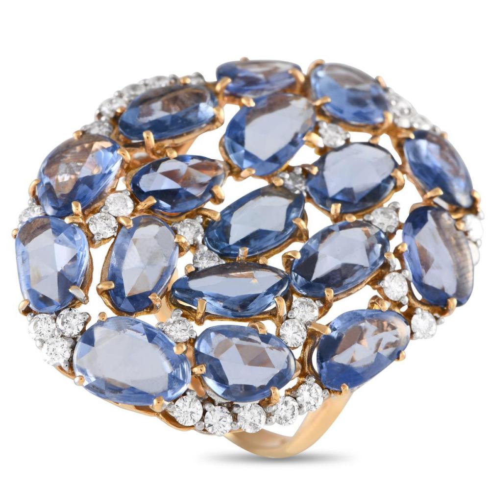 CASATO 18K YELLOW GOLD 1.15CT DIAMOND AND SAPPHIRE RING