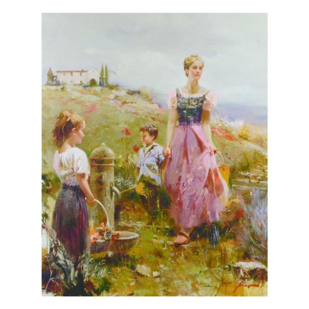 Pino (1939-2010), "The Fountain of Life" Limited Edition Hand Embellished Giclee on Canvas. Numbered and Hand Signed with Certificate of Authenticity.