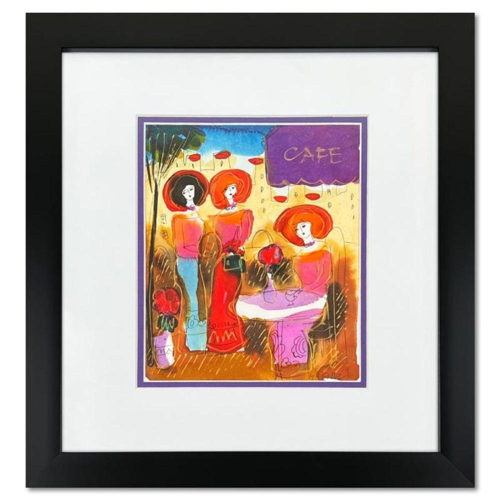 Moshe Leider, Framed Original Mixed Media Watercolor Painting, Hand Signed with Letter of Authenticity.
