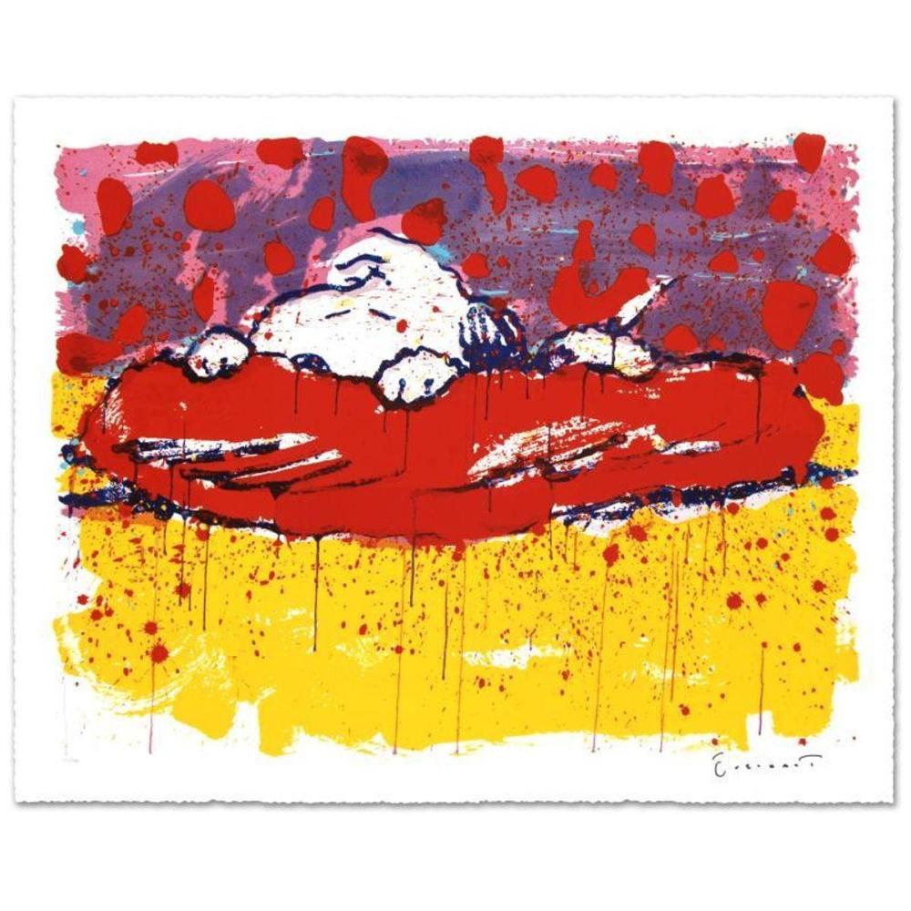 Pig Out Limited Edition Hand Pulled Original Lithograph by Renowned Charles Schulz Protege, Tom Everhart. Numbered and Hand Signed by the Artist, with Certificate of Authenticity.