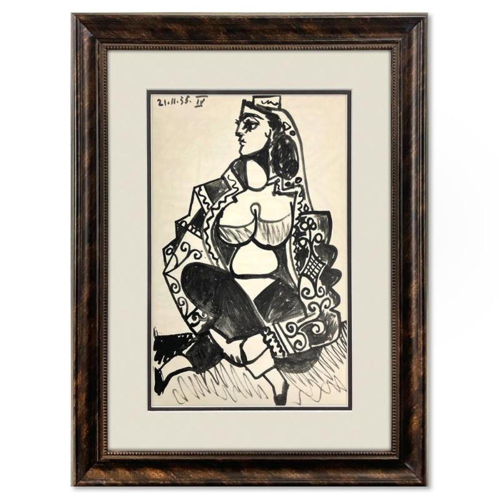 Pablo Picasso (1881-1973), "Carnet de Californie 21.11.55-IV" Framed Vintage Lithograph on Paper with Letter of Authenticity.