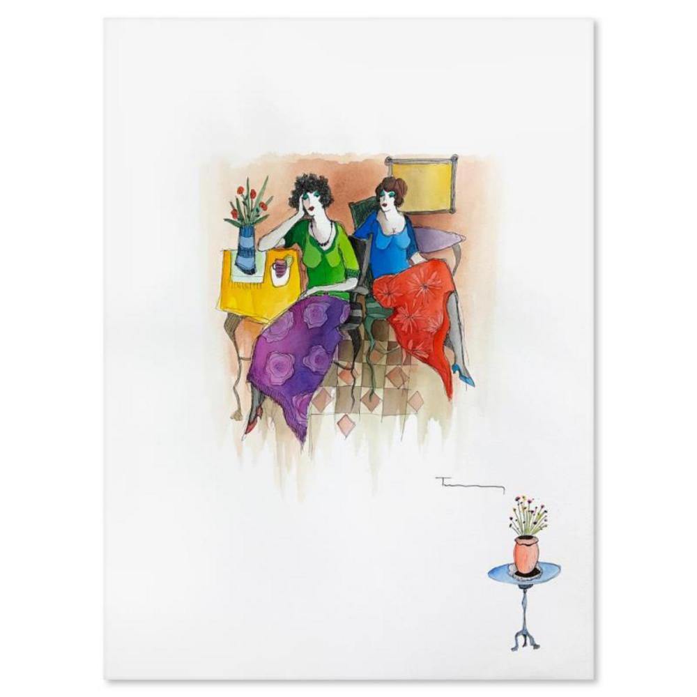Itzchak Tarkay (1935-2012), Original Watercolor Painting on Paper, Hand Signed with Letter of Authenticity