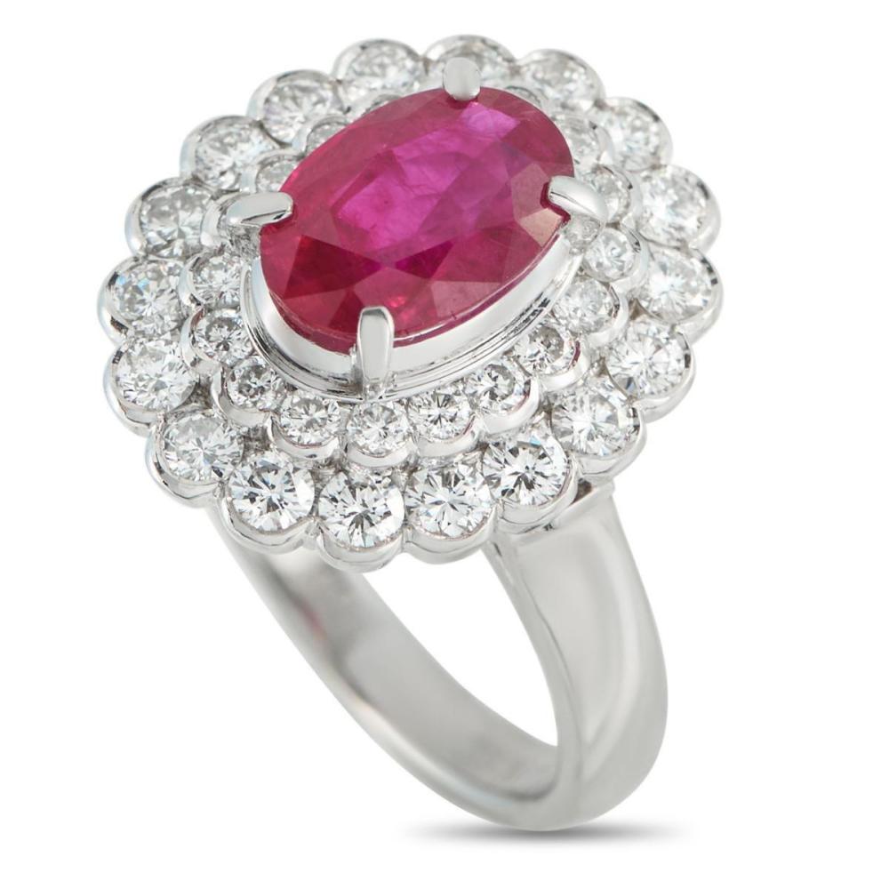 PLATINUM 1.14CT DIAMOND AND RUBY RING