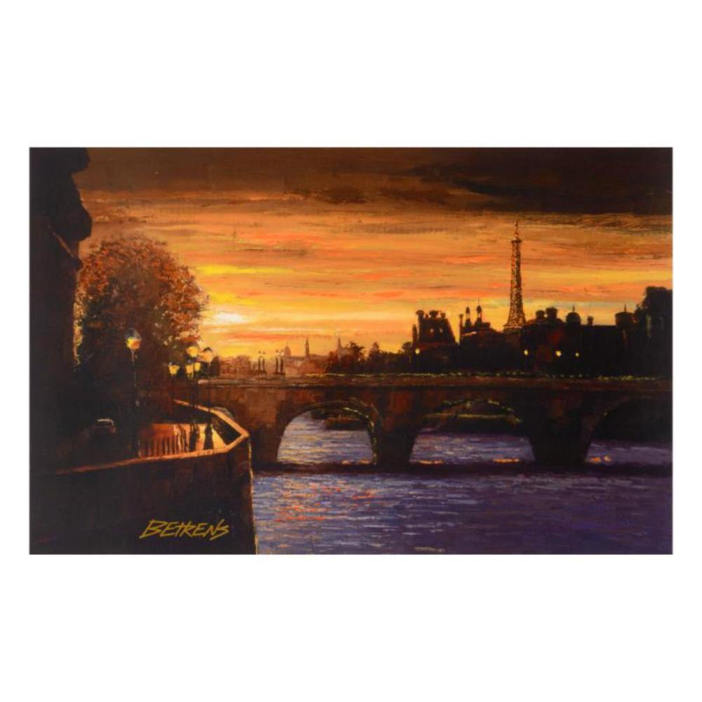 Howard Behrens (1933-2014), "Twilight on the Seine II" Limited Edition Hand Embellished Giclee on Canvas, Numbered and Hand Signed with Certificate of Authenticity.