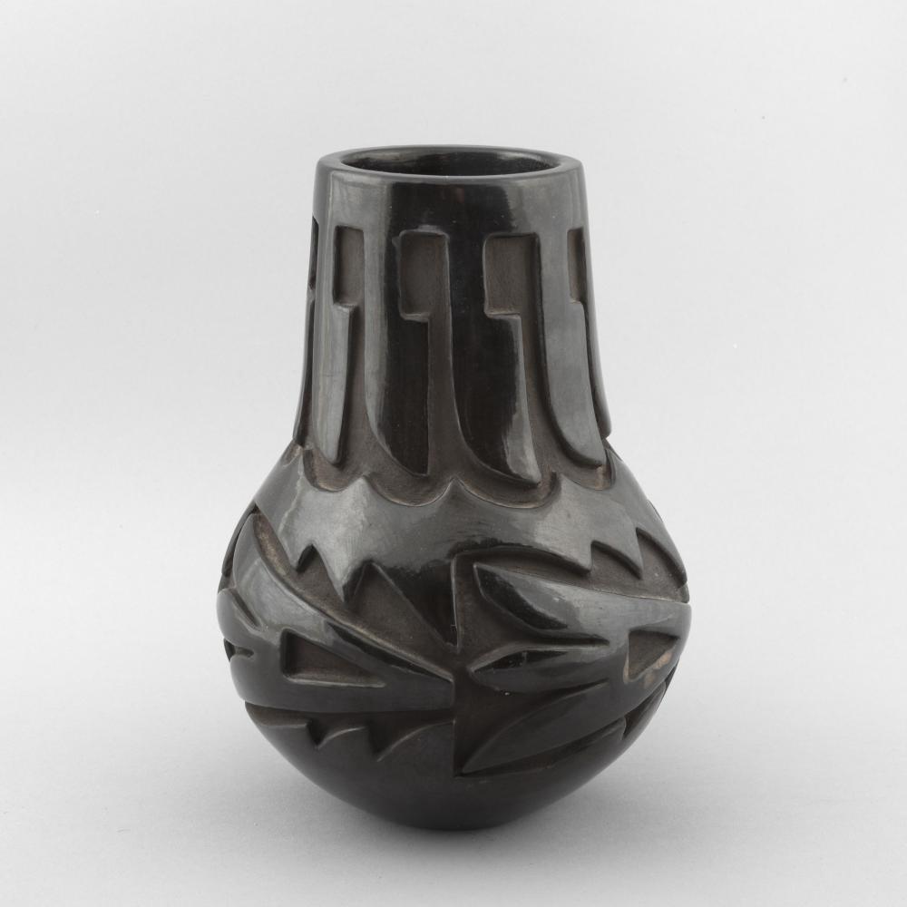 Reycita Cosen, Carved Blackware Vase, 1975