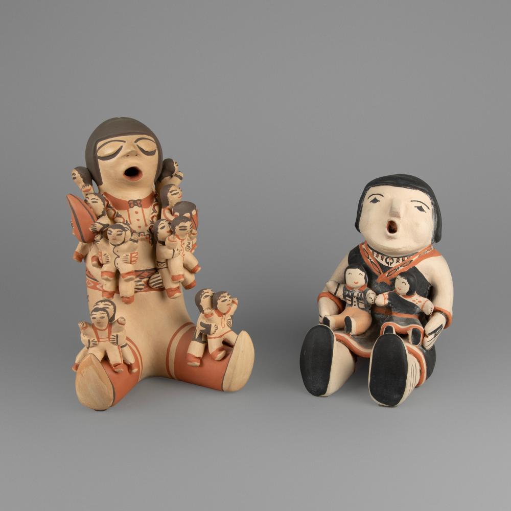 Cochiti, Pair of Polychrome Storytellers, ca. 1990