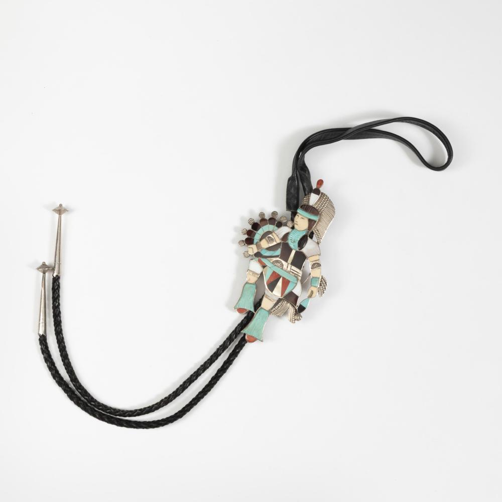 Eddie Beyuka, Inlaid Bolo with Zuni Dancer