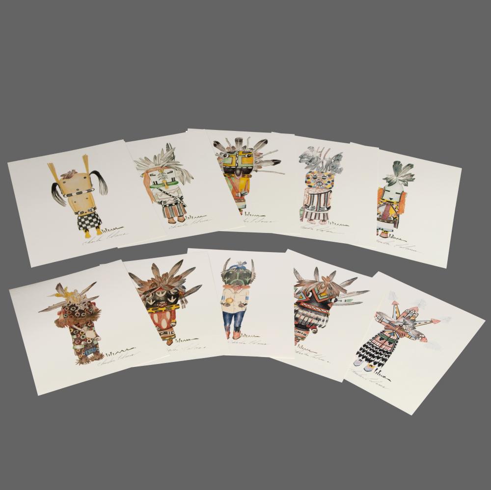 Charles Loloma, Complete Suite of 10 Signed Katsina Prints